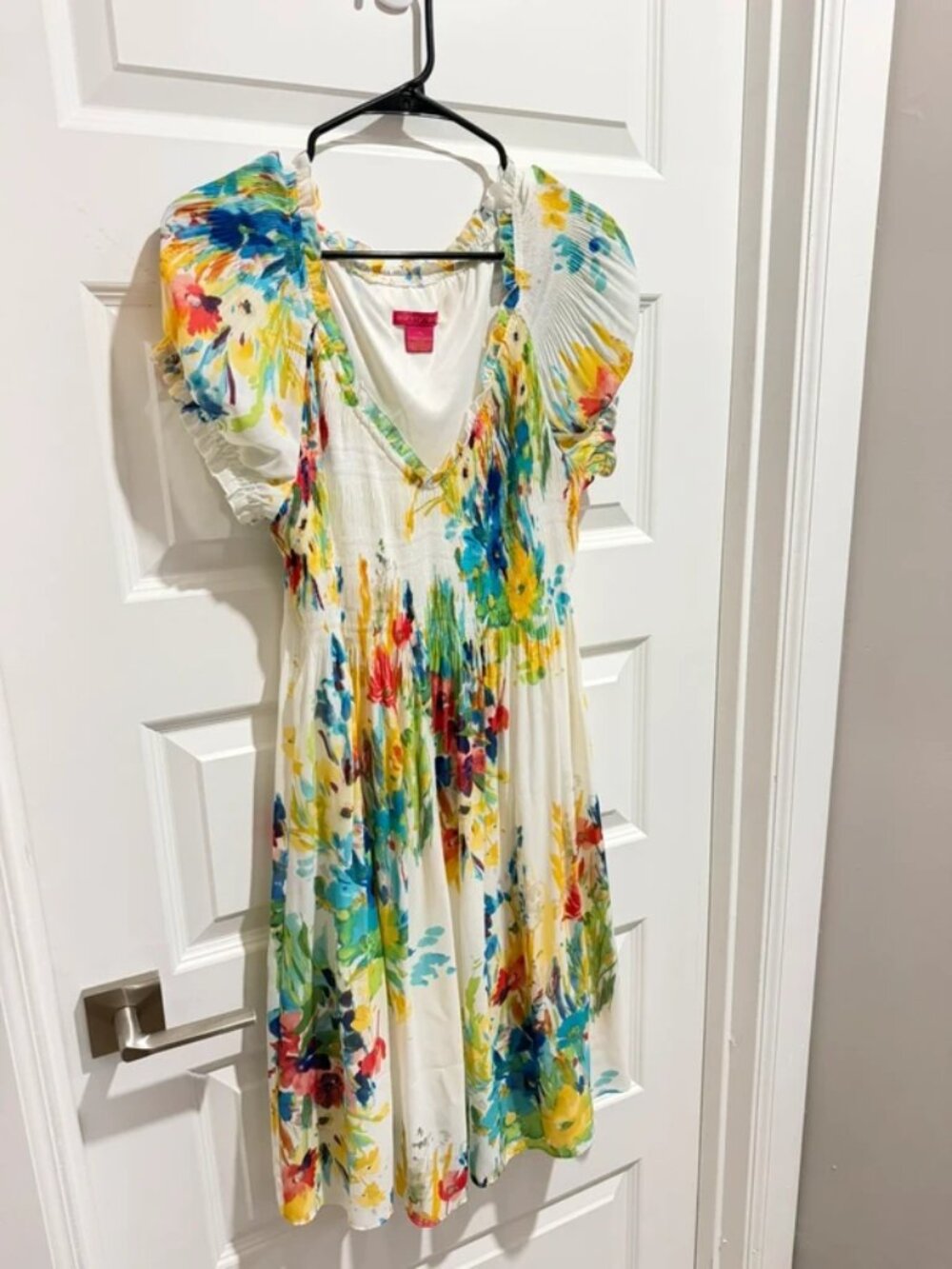 Sunny Leigh Watercolor Floral Smocked Midi Dress